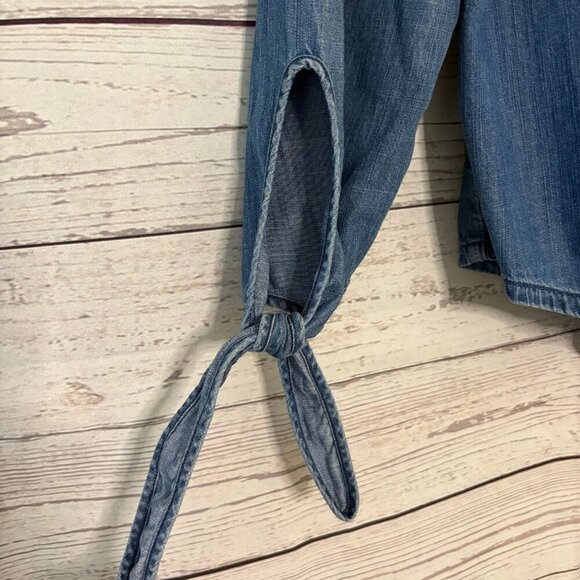 Madewell Classic Chambray Denim Button Down Tie-Sleeve Shirt Women's Size Med - Picture 5 of 8